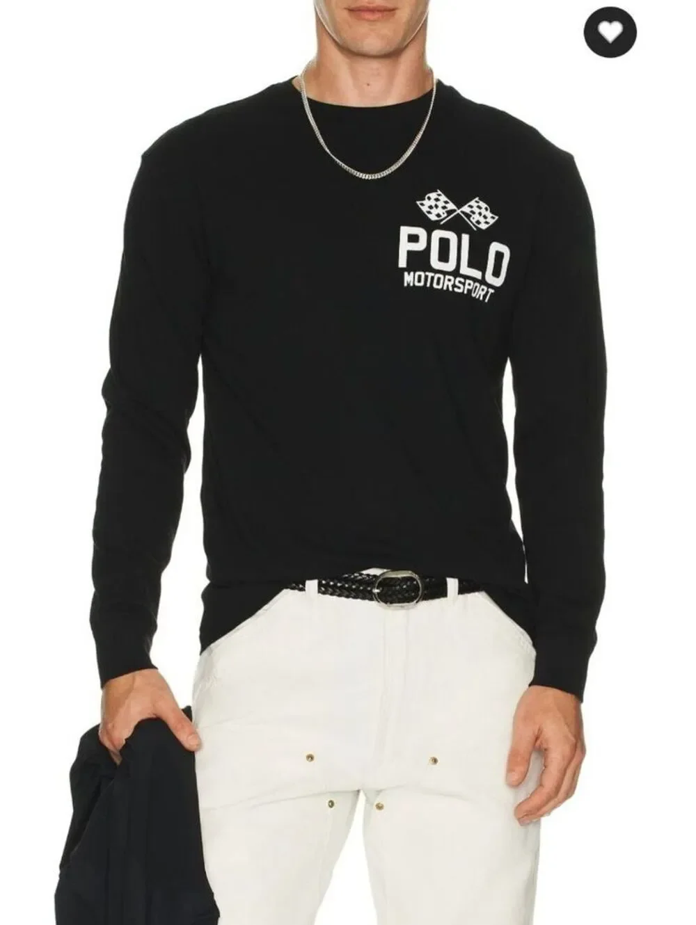 Size L - New Men's POLO Ralph Lauren Motosport Classic-Fit Slub Black Jersey